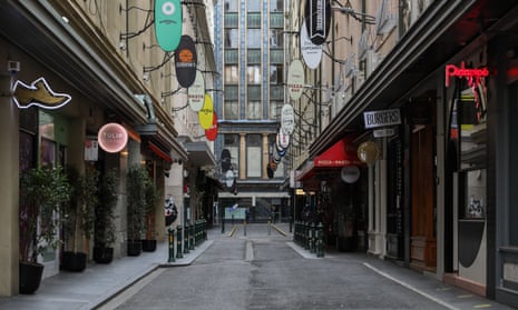 An empty Degraves Street in Melbourne’s CBD. ‘The crowd-loving virus has systematically turned all the joys of the Melbourne CBD life – intimate venues, happy crowds, easy socialising, the use of public transport, shared public spaces – into bad things, making them liabilities rather than assets.’