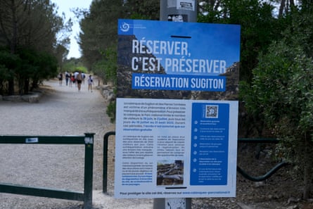 A sign and information board next to a pathway between trees