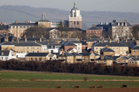 Poundbury and the surrounding fields.