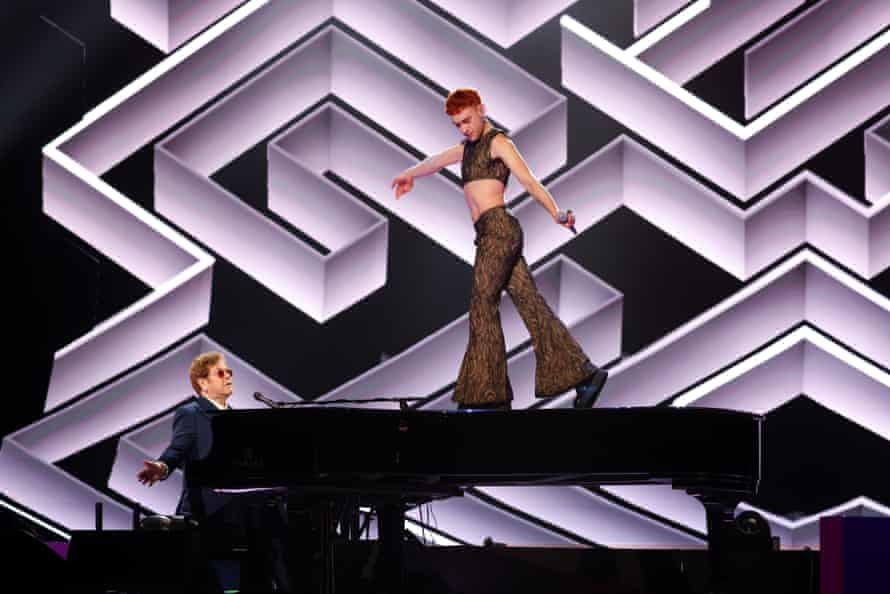 With Olly Alexander astatine the Brit awards astatine the O2 Arena.