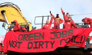 Protesters close Ffos-y-Fran opencast coal mine in Merthyr Tydfill, south Wales, earlier this month.