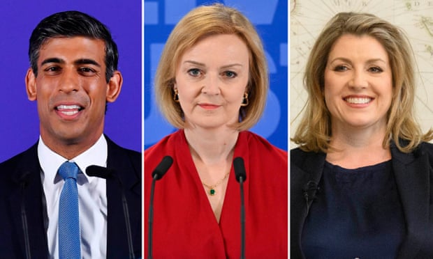 (left to right) Rishi Sunak, Liz Truss and Penny Mordaunt.