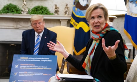 Dr Deborah Birx speaks during a meeting in the Oval Office with Trump.