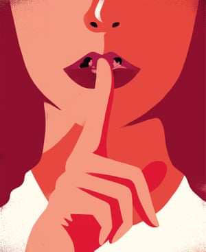 Illustration of woman with finger over her mouth