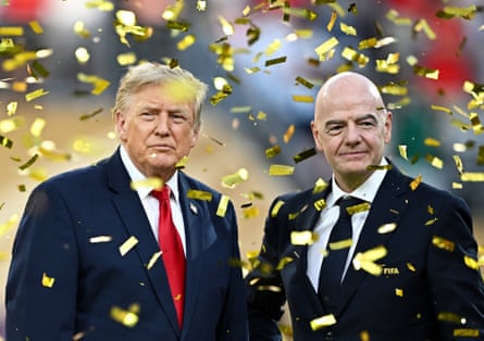 Fifa president Gianni Infantino stands with US president Donald Trump after this year’s World Cup final