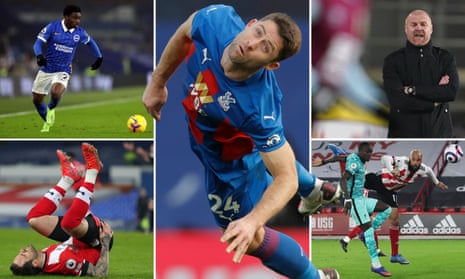 Clockwise from top left: Brighton are missing Tariq Lamptey badly; Gary Cahill keeps on keeping on for Palace; Sean Dyche welcomes Arsenal; David McGoldrick found the net in midweek and now his Blades face Southampton and Danny Ings.