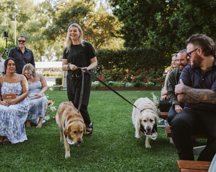 Brooke Trott from Wedding Tails in Perth walks two guests of honour down the aisle