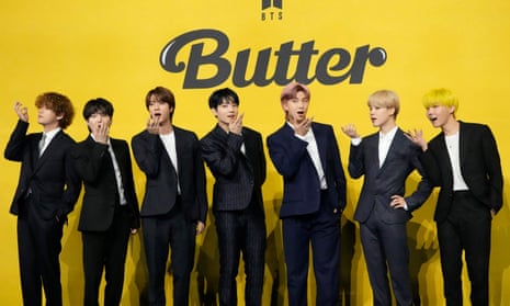 Members of South Korean K-pop band BTS, L-R: V, Suga, Jin, Jungkook, RM, Jimin, and J-Hope, pictured in 2021.