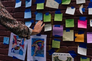 Mourners and admirers left notes on a mural of supreme court justice Ruth Bader Ginsburg in Washington DC.