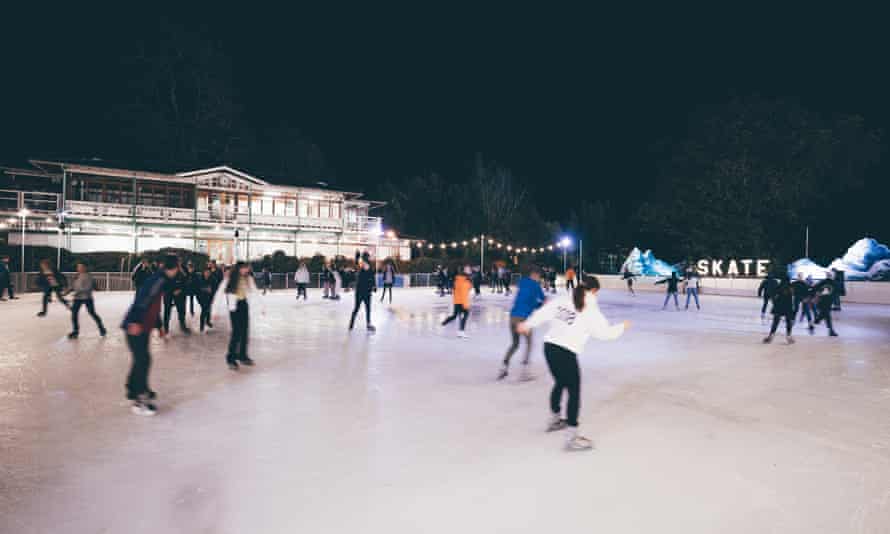 Skaters on Bath’s 1,000sqm rink near Victoria Park.