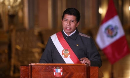 Peru’s President Pedro Castillo addresses the nation as he imposes a curfew in the capital, Lima.
