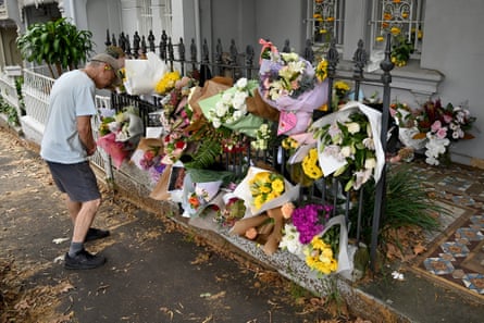 Floral tributes at the Paddington residence of Jesse Baird