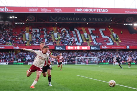 A general view of the match action at Bramall Lane.