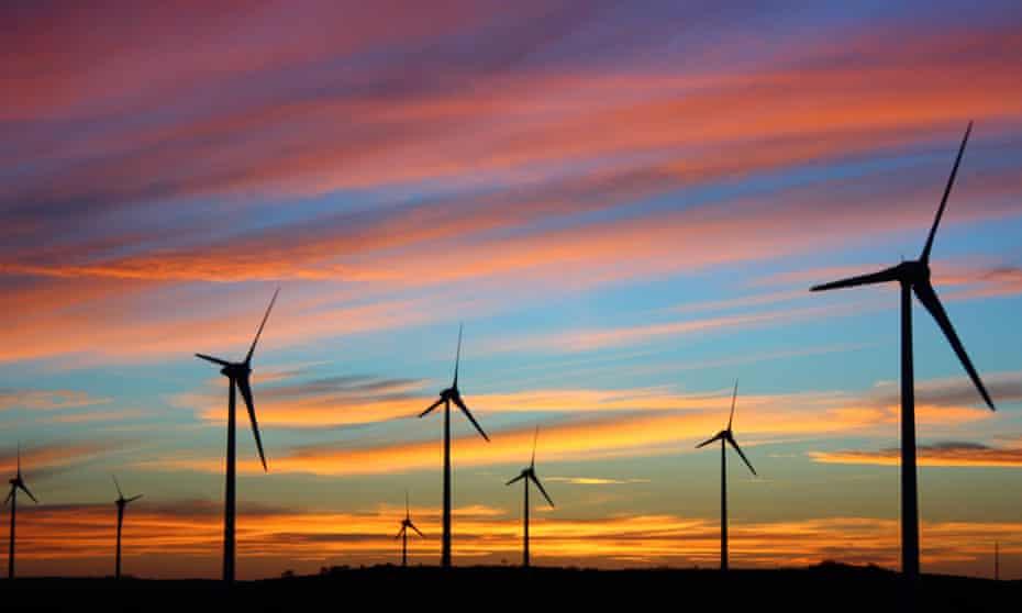 A windfarm at sunset. Research suggests sustainable funds are longer-lasting than their peers.