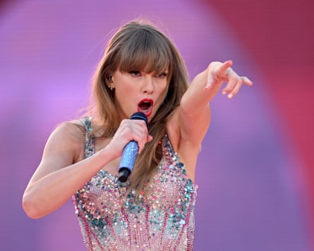 Taylor Swift performing at the Eras Tour