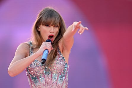Taylor Swift performing at the Eras Tour