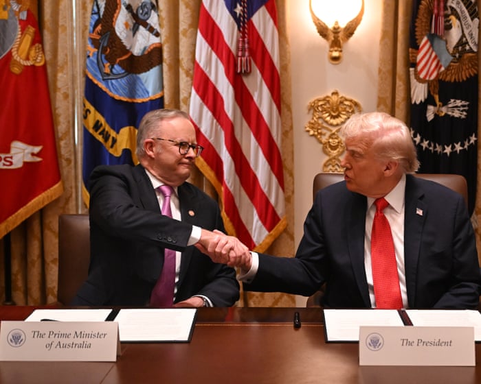 Albanese at the White House: Trump endorses Aukus, signs $8.5bn rare earths deal and calls PM ‘great leader’