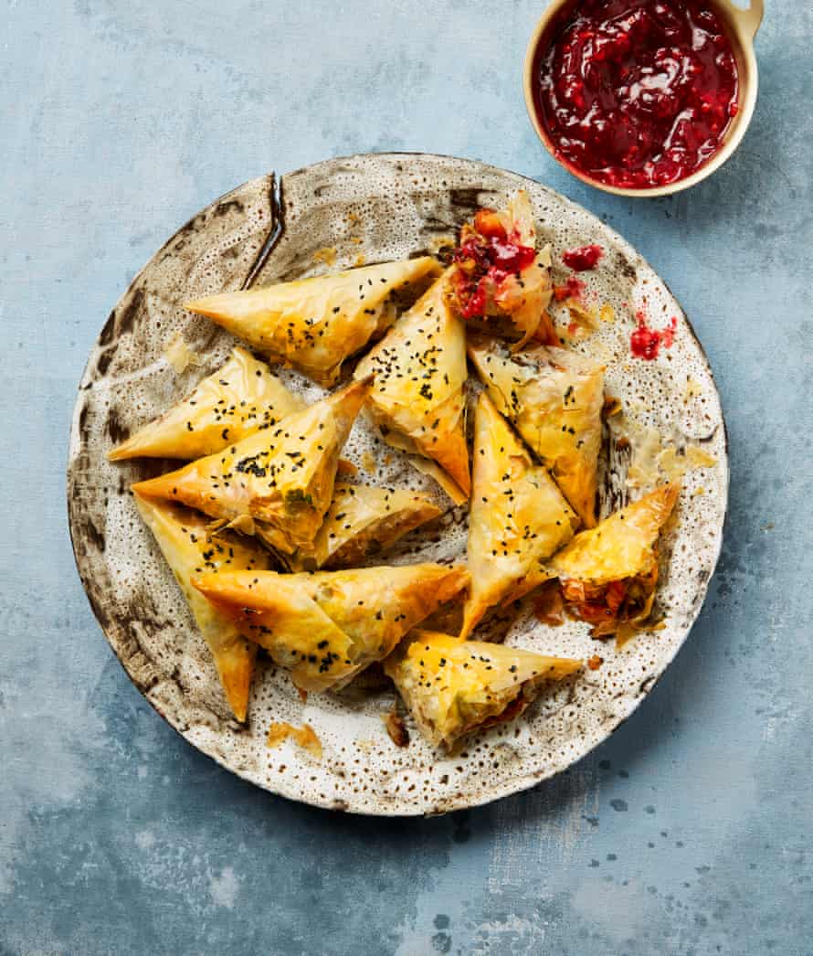 Yotam Ottolenghi’s leftover veg samosas with cranberry dipping sauce