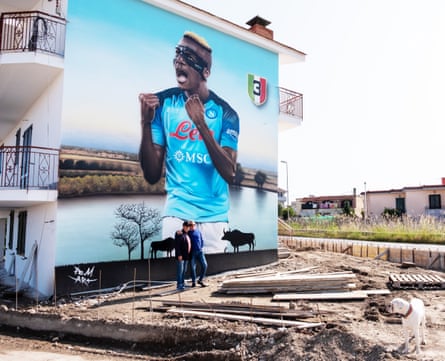 A mural of Victor Osimhen, created by artist Paolo Deor, in the Castel Volturno province of Caserta, near Naples, honours the Nigerian’s contribution to Napoli’s 2023 Serie A title victory.