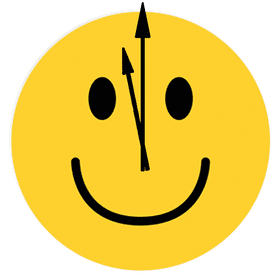 Smiley face with clock hands