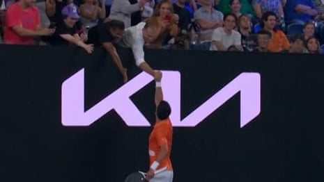 Novak Djokovic wins point against Nick Kyrgios after taking fan's advice – video
