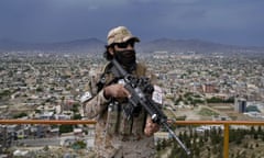 A Taliban special forces soldier stands guard at a park in Kabul, Afghanistan, Monday, April 18, 2022. (AP Photo/Ebrahim Noroozi)