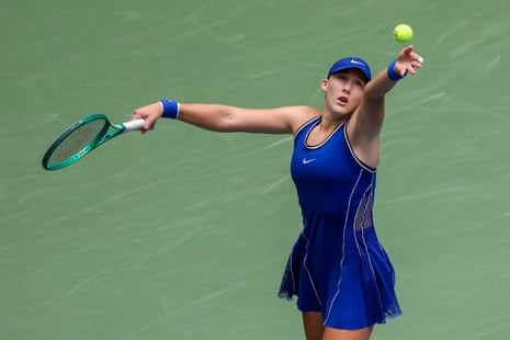 Mirra Andreeva serves to Coco Gauff.