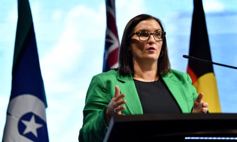 Sarah Mitchell speaking at a lectern