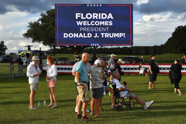 Supporters of Donald Trump gather for rally in The Villages, Florida.