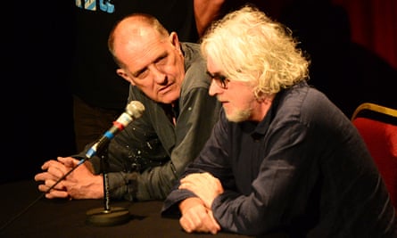 Drummond (left) and Cauty at a debate in Liverpool, August 2017.