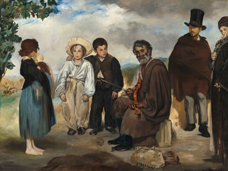 The Old Musician painting, which shows three children standing around an old man, while a man and a woman look on