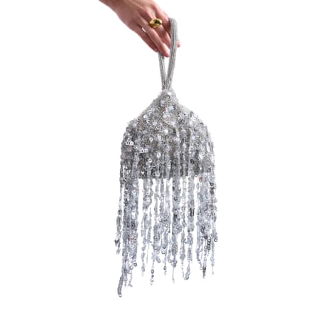 Topshop Giana Sequin Tassel Grab Bag, Silver
