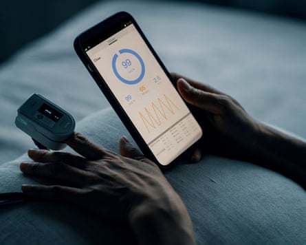Someone using a health app on a smartphone