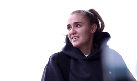 Georgia Stanway arrives at St George’s Park for England training.
