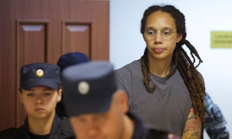 Brittney Griner in court in Khimki in August. The US said Russia was yet to seriously engage.