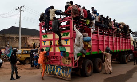 A truck full of herdsmen is stopped before arriving in Lagos last week from Zamfara and Kano State.