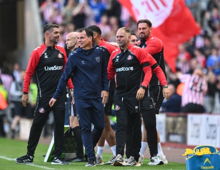Régis Le Bris enjoys Sunderland’s win over West Ham.