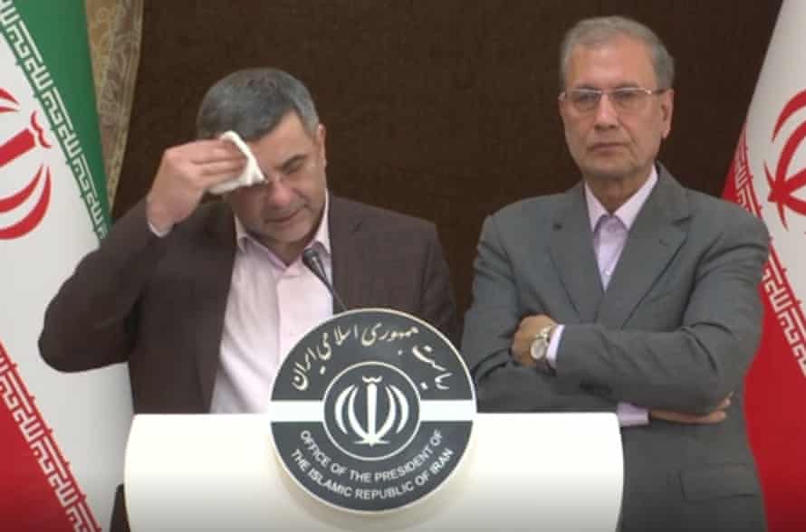 iraj harirchi the iranian deputy health minister mops his brow during a press conference in tehran last monday