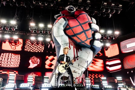 Billie Joe Armstrong of Green Day performs during the first weekend of the Coachella Valley Music and Arts Festival at the Empire Polo Club on Saturday, April 12, 2025, in Indio, Calif. (Photo by Amy Harris/Invision/AP)