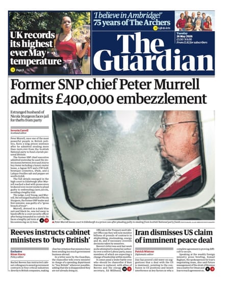 The Guardian front page 26 May 2026