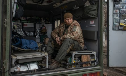 Oleksandr in the back of an ambulance