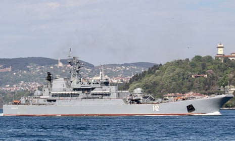 The Russian navy’s large landing ship Novocherkassk transiting Istanbul’s Bosphorus