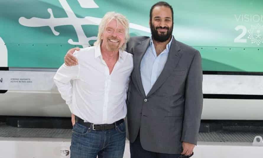 Prince Mohammed with Richard Branson during his visit to the Virgin Galactic company.