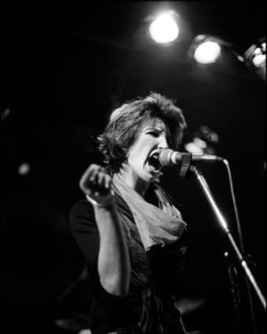 Julz Sale of Delta 5 performing in Leeds, 1979.