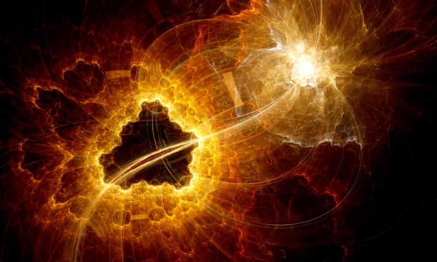 A computer-generated image of a dark matter explosion in space