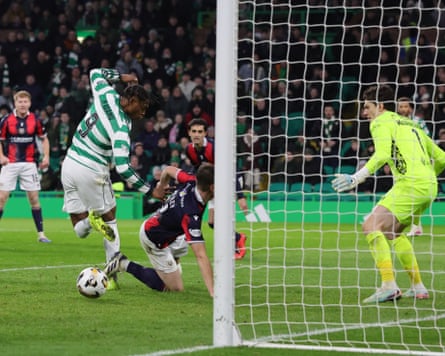 Junior Adamu scores a last-gasp leveller to keep Celtic in the Scottish Cup.