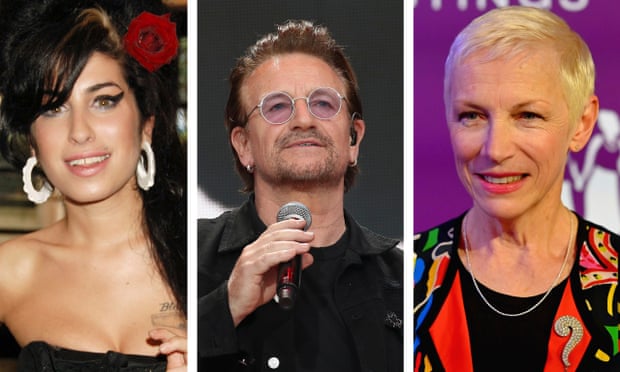 Amy Winehouse, Bono and Annie Lennox.