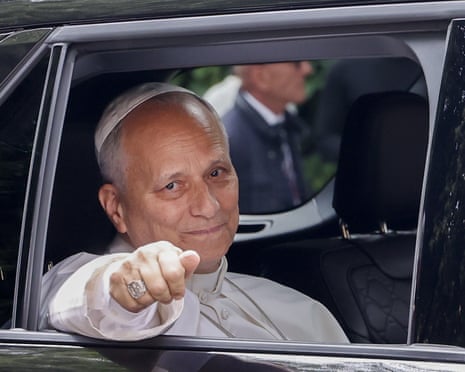 Pope Leo XIV at the end of his visit at La Sapienza University in Rome, Italy, on May 14, 2026. (Photo by Riccardo De Luca/Anadolu via Getty Images)