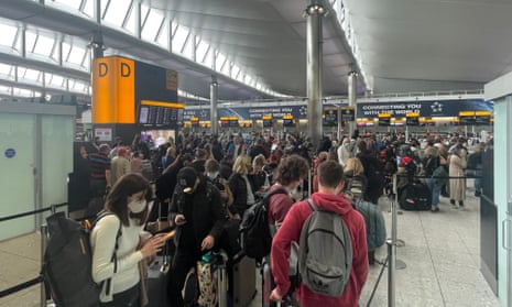 Travel chaos at Heathrow Terminal 2 today as families try and get away for the Easter holidays.