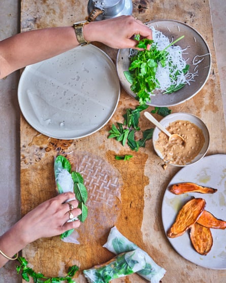 Meera Sodha’s sweet potato summer rolls.